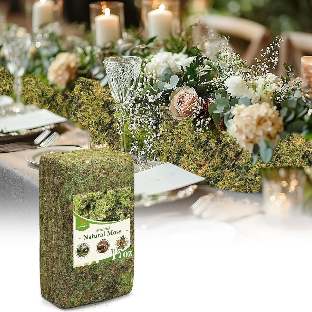 Large Pack Natural Green Moss for Crafts - Bulk Moss for Plants Indoor, Artificial Fairy Gardens, Mosswall, Glass Terrariums, Filling Fake Plants, Home Decoration